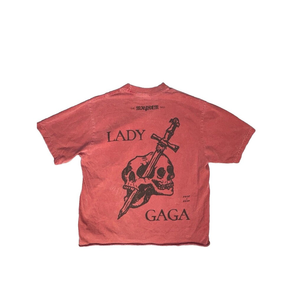 Lady Gaga The Mayhem Ball Tour Cameo Tee Mens Sz Large L Authentic Merch Red